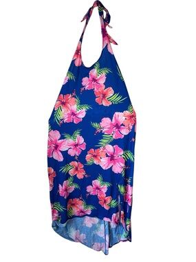 Ocean Pacific OP Floral Halter High Low Swimsuit Cover Up Maxi Dress Size Small